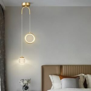 Nordic Bedside LED Pendant Lights Romantic Creative Glass Starry Lamps Bedroom Long Line Small Chandelier 1