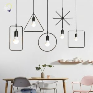 Retro Pendant Lamps Loft Industrial Iron  E27 Base LED Black Hanging Lights For Kitchen Living Room Bedroom Aisle Restaurant 1