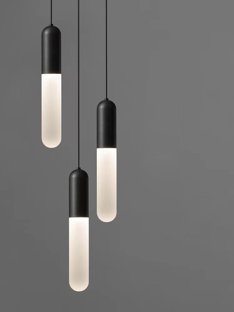 Nordic Long Tube Pendant Lights Kitchen Acrylic Hanging Lamp Black Golden Length Adjustable Home Dining Room Decor Lighting 5