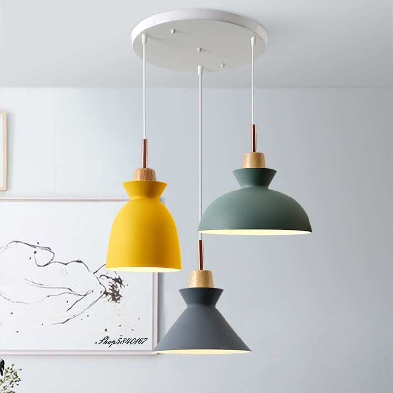Nordic Designer Pendant Lights Macaron Color Suspension Hanglamp for Living Room Decoration Dining Room Bedroom E27 Pendant Lamp 6