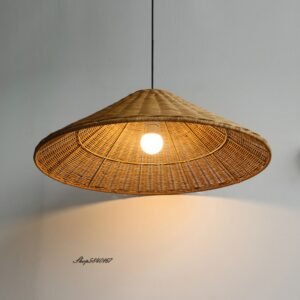 Vintage Brown Beige Rattan Pendant Lights Minimalist Hand Knitted Wicher Lamps for Dining Room Restaurant Suspension Luminaire 1