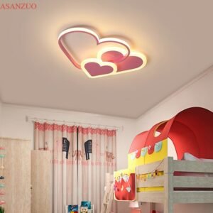 Pink Heart Shape Indoor Lamp Led Ceiling Lamp for Children's Room Modern Girls Kids Nursery Bedroom Study Lighting Fixtures 1