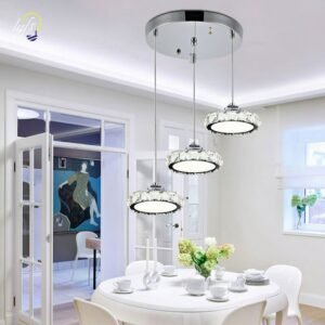 2021 New LED crystal dining room chandelier three modern minimalist round living room dining room bar table dining chandelier 1