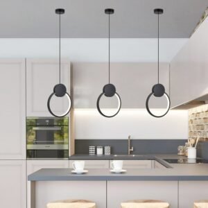 Minimalist Black Round Ring Pendant Lights Dimmable LED Ceiling Hanging Light for Restaurant Bedroom Bedside Decor lamp 1