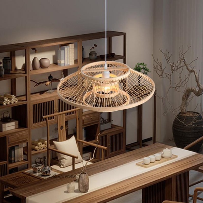 Chinese Style Bamboo Art Chandelier Hot Pot Restaurant Hotel Creative Lamp Homestay Bedroom Living Room Tea Room Hand-woven Lamp 4