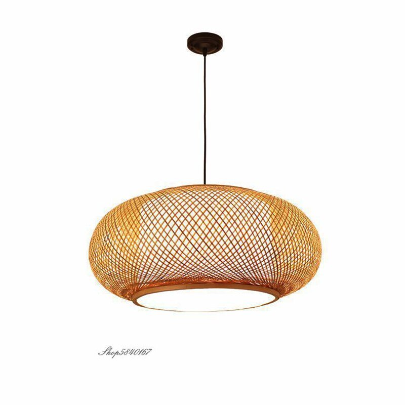 100% Hand Woven Bamboo Round Chandelier, Suitable for Hotel Garden, Dining Room, Study, Living Room, Lighting, Manual Round Lamp 6
