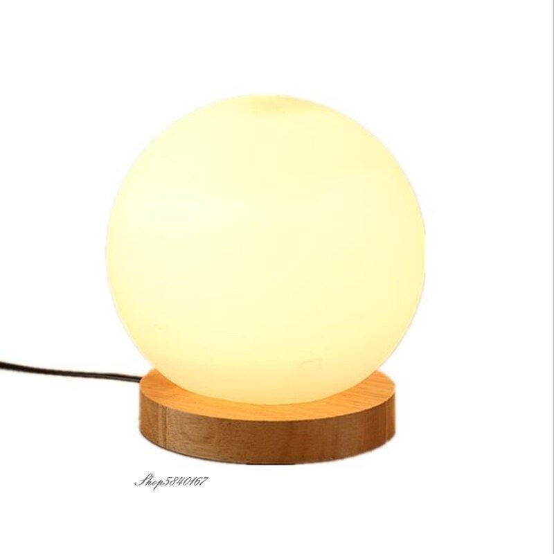 Modern and Simple Milk White Glass Desk Lamp Creative Dimming  LED Lamp Bedroom Bedside Decoration Solid Wood Desk Table Lamps 6