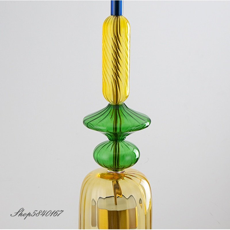 Ins Colourful Glass Pendant Lights Led Color Candy Hanging Lamps for Living Room Home Decor Dining Room Lights Pendant Luminaire 2