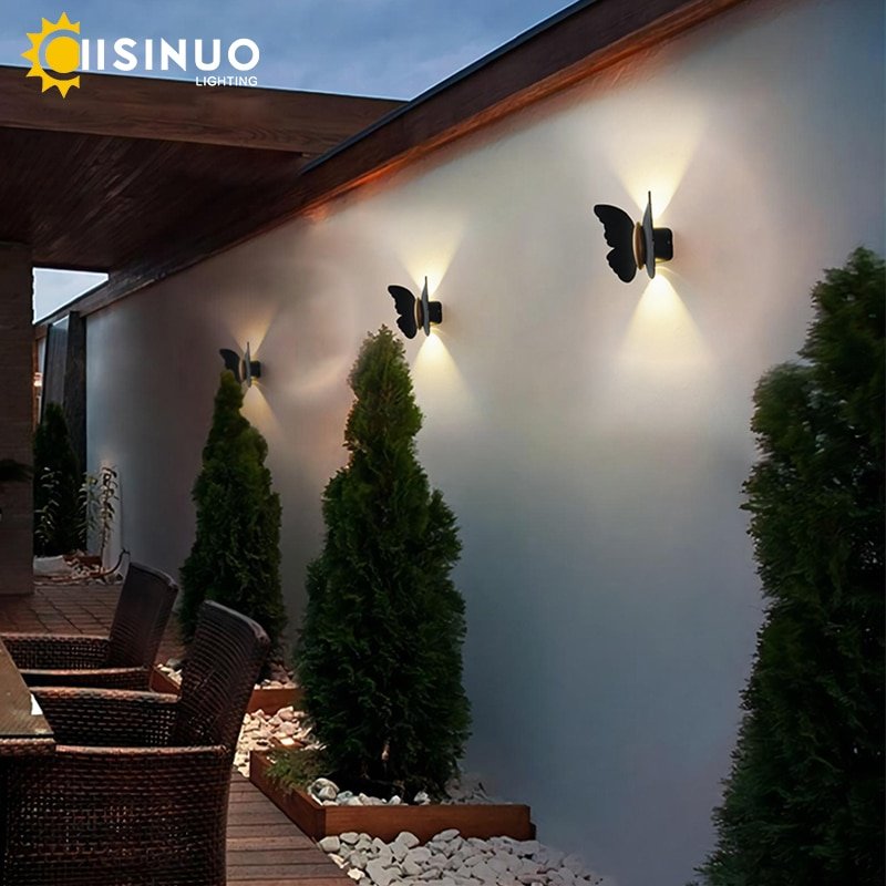 6W Outdoor Lighting Waterproof LED Garden Light 110v 240v Aluminum Wall Lamp Butterfly Shape Decor for Garden Patio Yard Fixture 1