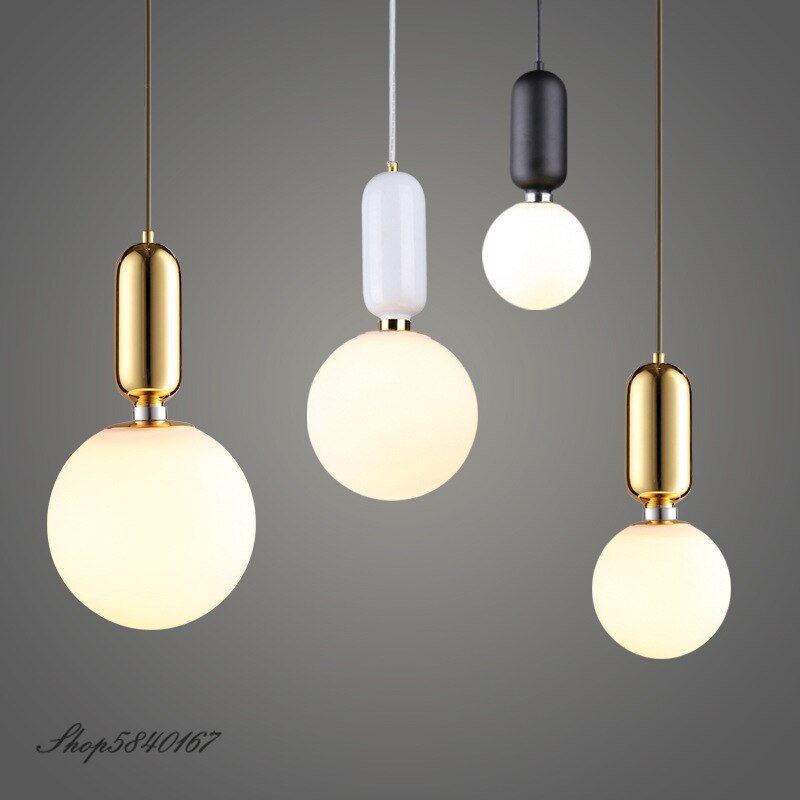 Nordic Designer Pendant Lights Milky Glass Ball Hanging Lamp for Living Room Dining Room Lights Creative Suspension Hanglamp 2