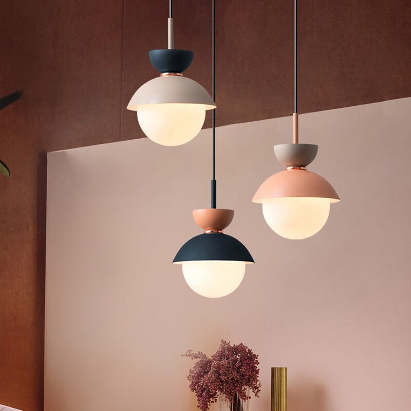 Nordic Color Pendant Lights Macaron Simple Hanging Pendant Lamps Living Room Pendant Light Fixtures Kitchen Suspension Led Lamps 2