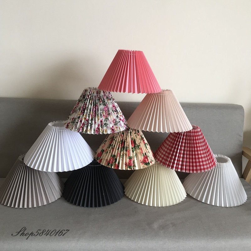 New Pleats Lampshade for Table Lamp Standing Floor Lamps Korean Style Pleated Lampshade Cute Desk Lamp Shade Bedroom Lamps E27 1