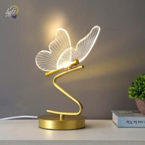 Nordic LED Table Lamps Indoor Lighting Switch Button Home Decoration Bedroom Bedside Living Room Restaurant Butterfly Desk Lamp 1
