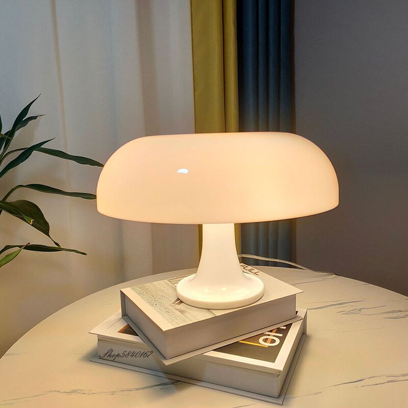 Nordic Acrylic Desk Lamp Designer Orange Mushroom Table Lamp Lights Minimalist Bedroom Cute Beside Lamp Study Living Room Decor 2