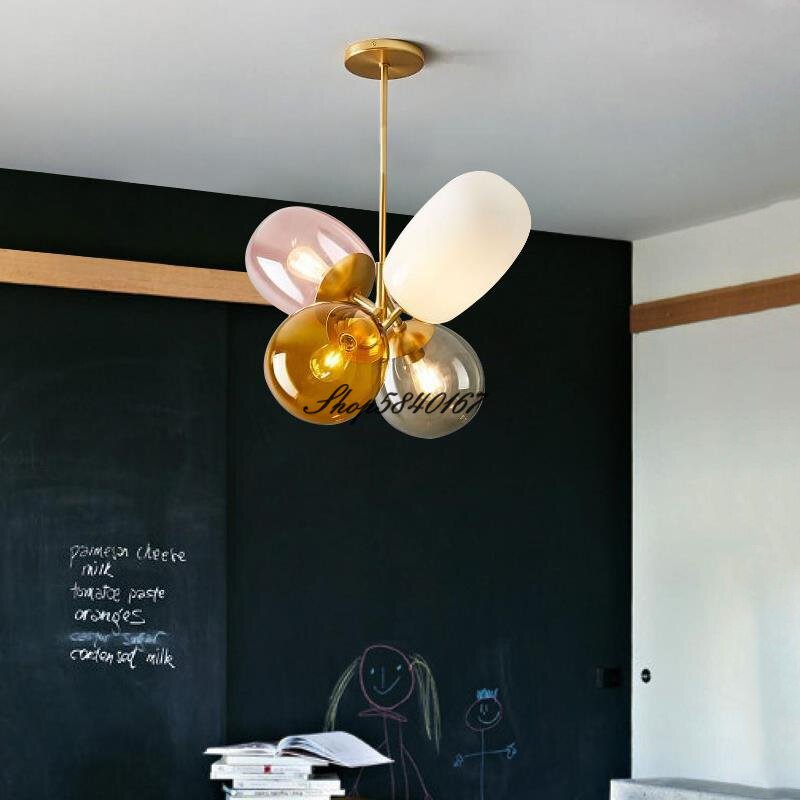 Nordic Children's Room Colorful Balloon Glass LED Chandelier Personality Creative Bedroom Color Hanging Lamp Coffee Shop Lamps 3