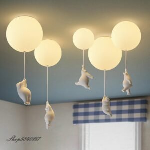 Modern Designer Pendant Lights Polar Bear Hanging Lamps for Living Room Children Bed Room Lamps Decor Glass Ball Pendant Lamp 1
