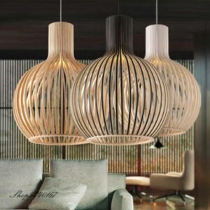 New Chinese Style Birdcage Pendant Light Wood Lamp Hanging Light for Dining Room Living Room Art Decor Restaurant Light Pendant 1