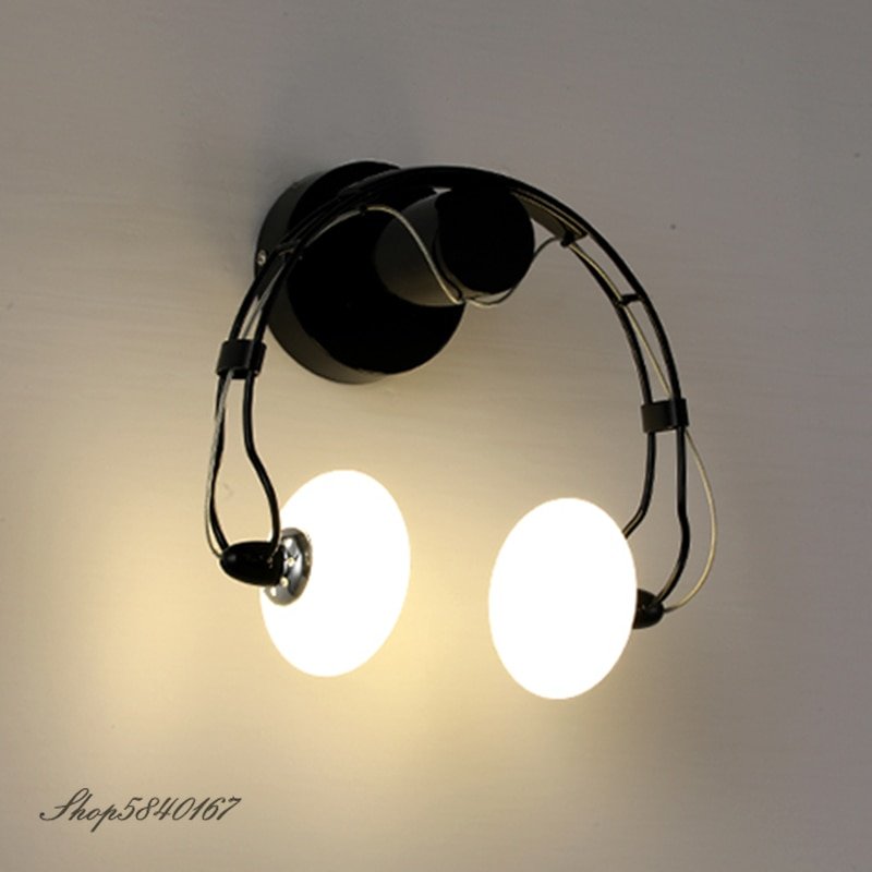 Modern Headset Wall Lamp Led Indoor Lights Wall Sconce Creative Headphone Lamp Living Room Wall Art Deco Stair Light Fixtures 1