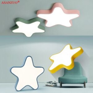 Macaron children's room lamp boy simple bedroom lamp warm and romantic princess five-pointed star ceiling lamp study lamp 1
