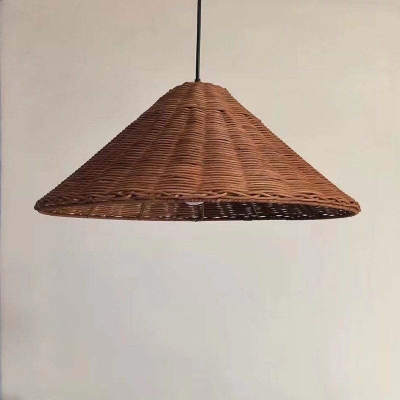 Vintage Brown Beige Rattan Pendant Lights Minimalist Hand Knitted Wicher Lamps for Dining Room Restaurant Suspension Luminaire 3
