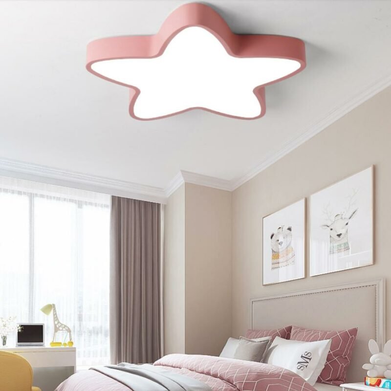 Macaron children's room lamp boy simple bedroom lamp warm and romantic princess five-pointed star ceiling lamp study lamp 5