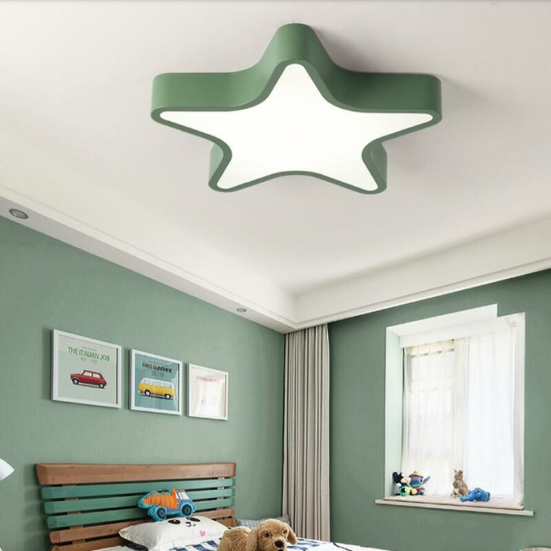 Macaron children's room lamp boy simple bedroom lamp warm and romantic princess five-pointed star ceiling lamp study lamp 3