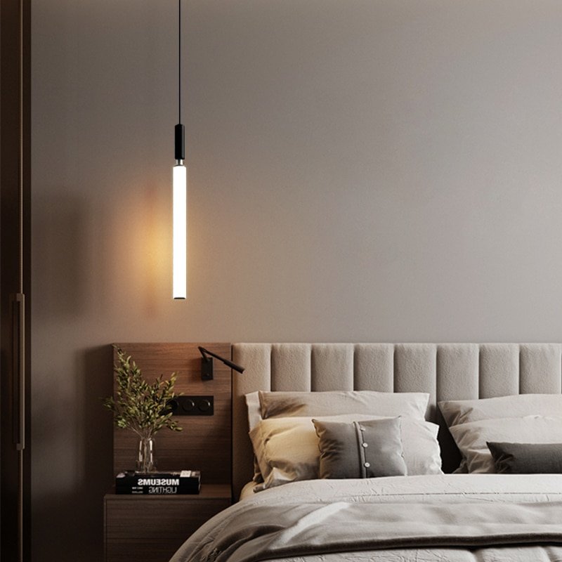 Modern LED Chandelier Dining Room Kitchen Bedroom Pendant Lamp minimalist Long Strip Design restaurant table bar Hanging Light 2