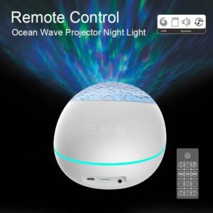 Ocean Wave Projector Night Lights Led Light Projector Bluetooth Music Player Night Lamp Bedroom Living Room Projection Lamps RC 1