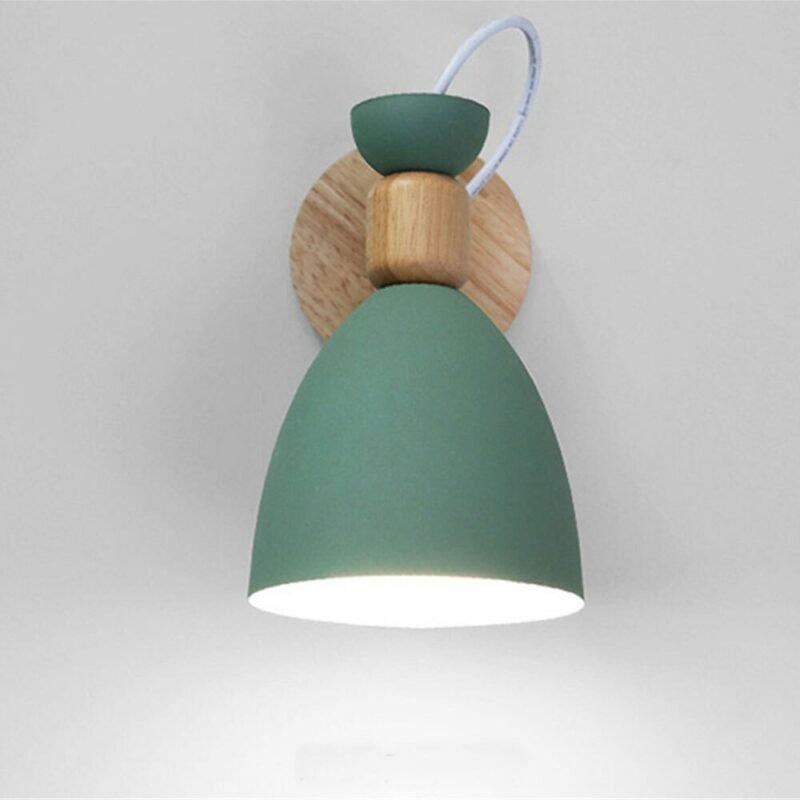 Nordic Creative Simple Wood Wall Lamp Colorful E27 Lighting Fixture Living Room Staircase Hotel Aisle Bedroom Bedside Sconce 3