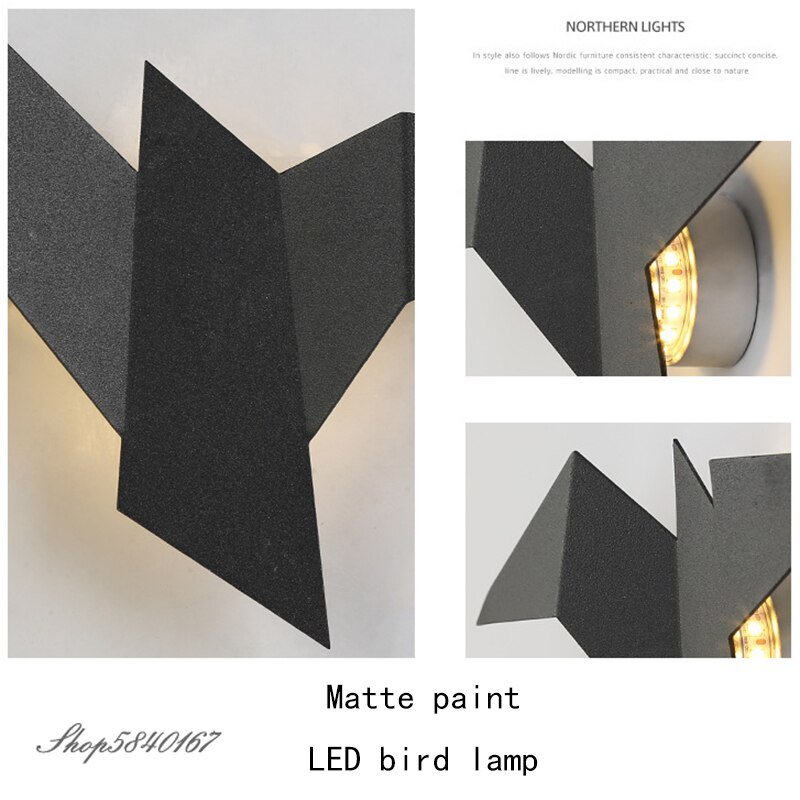 Nordic Wall Light Led Iron Bird Lamp for Living Room Lights Home Decor Wall Sconces Stair Light Bedroom Wall Lamps Indoor Light 4