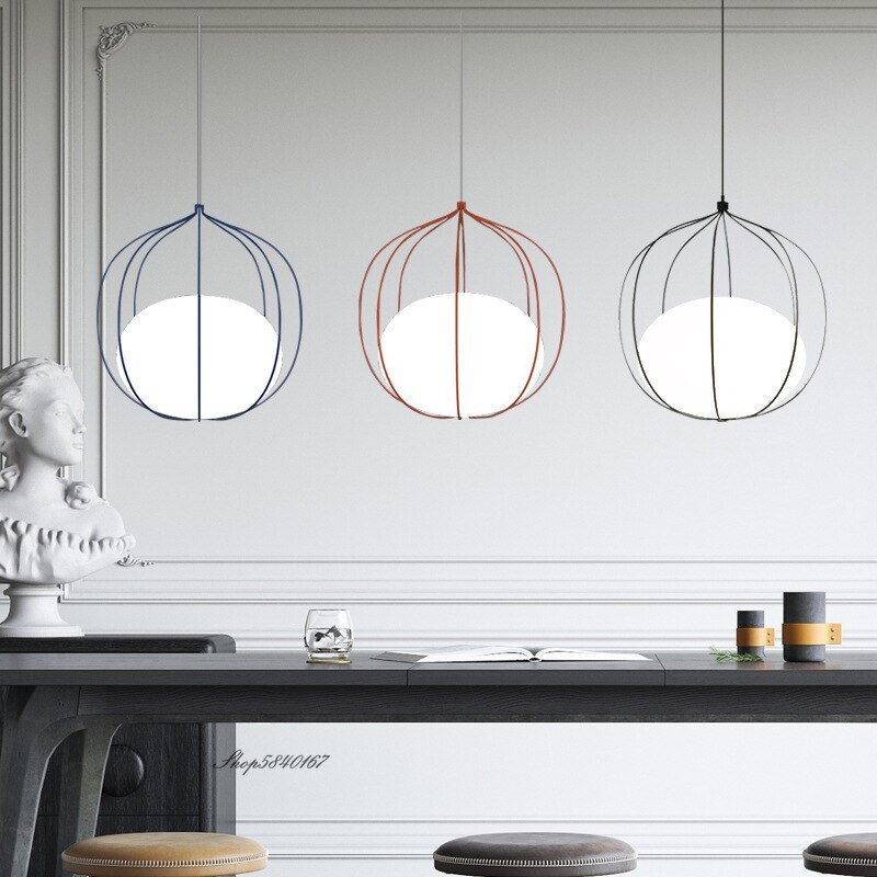 Nordic Creative Pendant Lights Designer Glass Cage Hanging Lamp for Dining Room Furniture Cafe Restaurant Hanglamp Light Fixture 5