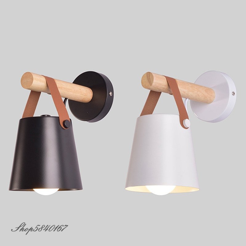 Nordic Belt Wooden Wall Lamp Industrial Sconce Wall Light Fixture Vintage Wall Lights Stairs Indoor Home Lights Loft Bed Lamps 1