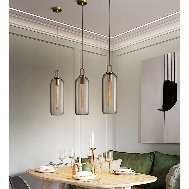 Postmodern Ins Matte Glass Pendant Lights Dining Room Furniture Vintage Copper Hanglamp for Restaurant Kitchen Light Fixtures 2