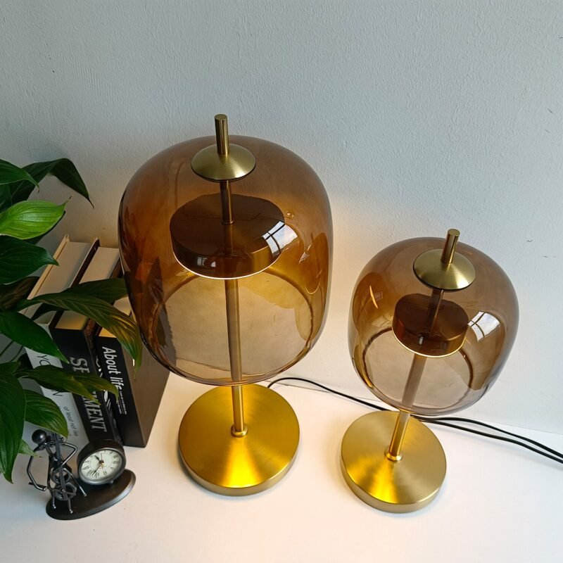 Nordic Smoke gray Glass Table Lamps LED Modern Living Bedroom Bedside Indoor Decor Lighting Creative Luminaire Desk Lamp 4