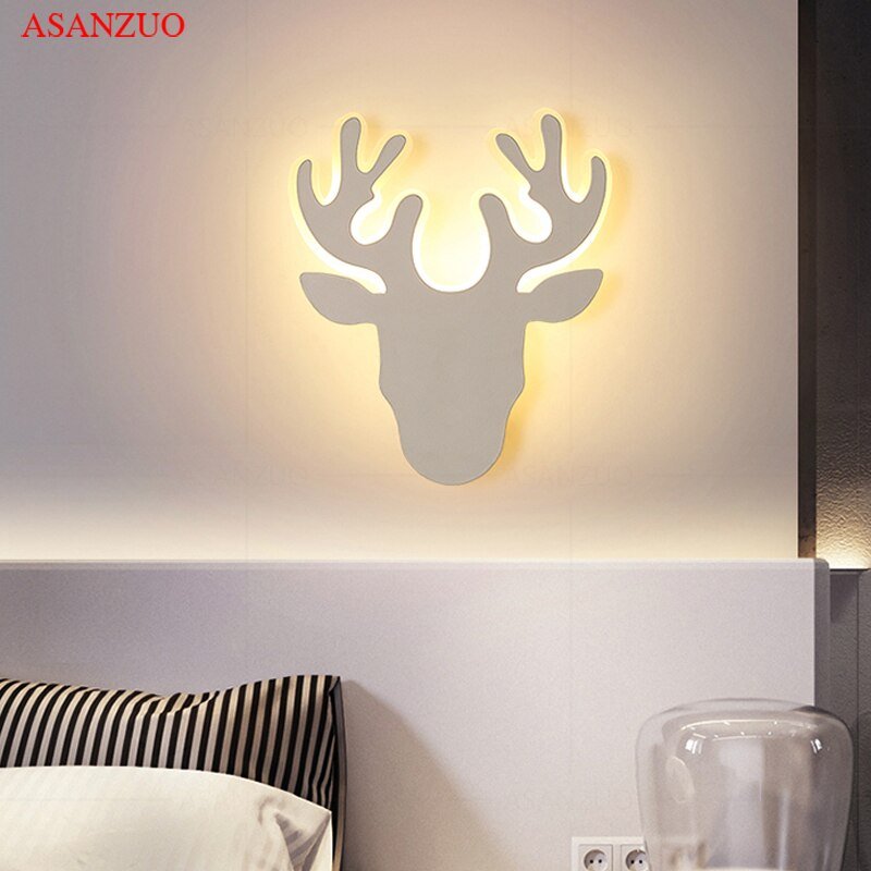 Modern LED wall lamp creative deer head shape acrylic wall lamps bedroom bedside lamp living room Children's room decoration 3