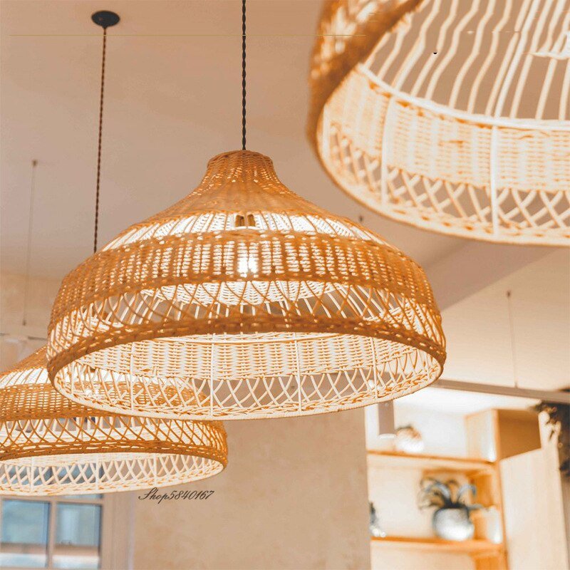 New Chinese Style Pendant Lights Rattan Handmake Hanging Lamp for Living Room Decoration Dining Room Light Fixture E27 Luminaire 2