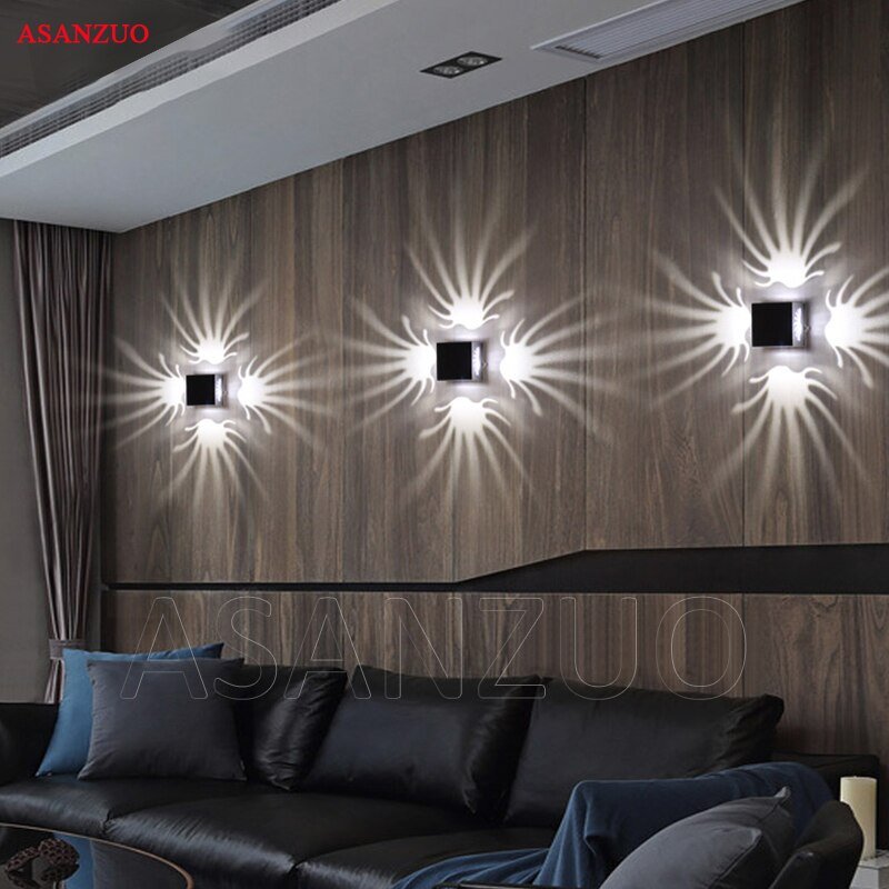 Aluminium wall light Square RGB LED Wall Light 3W Colorful For Party Bar Lobby KTV Home Decoration Luminaire 4