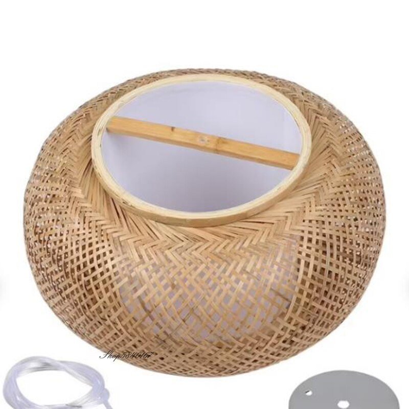 100% Hand Woven Bamboo Round Chandelier, Suitable for Hotel Garden, Dining Room, Study, Living Room, Lighting, Manual Round Lamp 3
