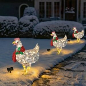 New Light-Up Chicken with Scarf Solar Lights Garden Decoration Led Night Light Christmas Lights Outdoor waterproof Solar Lamp 1