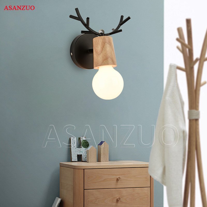 Nordic creative bedside Wall lamps Simple staircase corridor hallway lamps bedroom living room Home Decor LED Antlers wall light 4