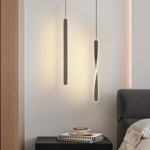 Nordic bedside chandelier creative ins net red light linear art design simple long pendant lamp Line hanging lamp 1