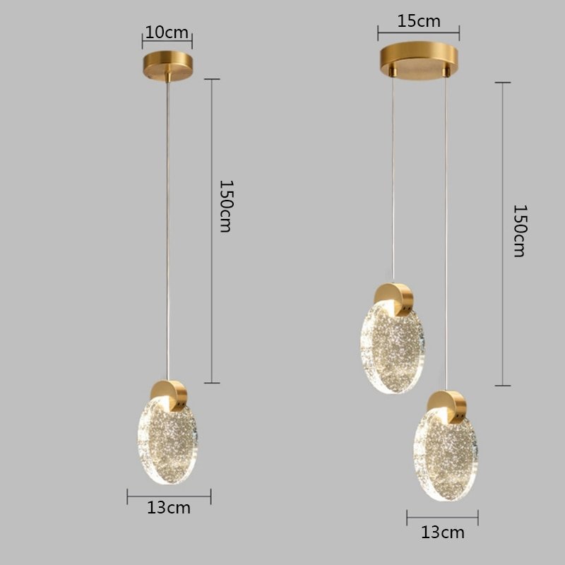Nordic Luxury LED Crystal pendant lights single double head bedside Long-line hanging lamp Modern Gold Crystal Lighting 6