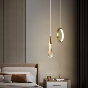 Modern bedroom lamps luxury bedside crystal chandelier Nordic minimalist Restaurant Bar double-head long-line pendant lights 1