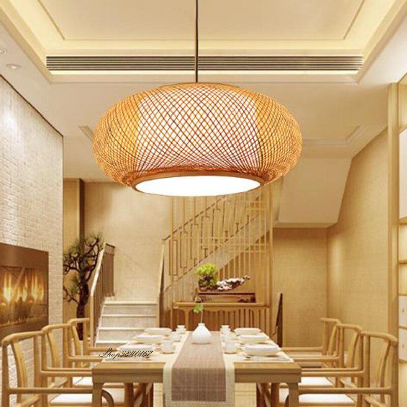 100% Hand Woven Bamboo Round Chandelier, Suitable for Hotel Garden, Dining Room, Study, Living Room, Lighting, Manual Round Lamp 4
