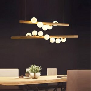 Nordic Ins Led Pendant Lights Round Wood Hanging Lamps for Dining Room Furniture Kitchen Lamps Glass Ball Restaurant Suspension 1