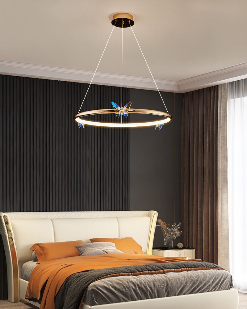 Butterfly LED Crystal Pendant Lights Nordic Bedroom Ceiling Hanging Lamps Modern Restaurant Living Room Decor Lighting 3