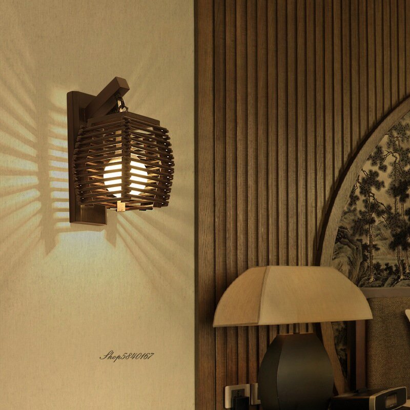 Chinese Style Solid Wood Wall Lamp Restaurant Living Room Bedroom Bedside Light Staircase Corridor Aisle Wall Light Kitchen Lamp 3