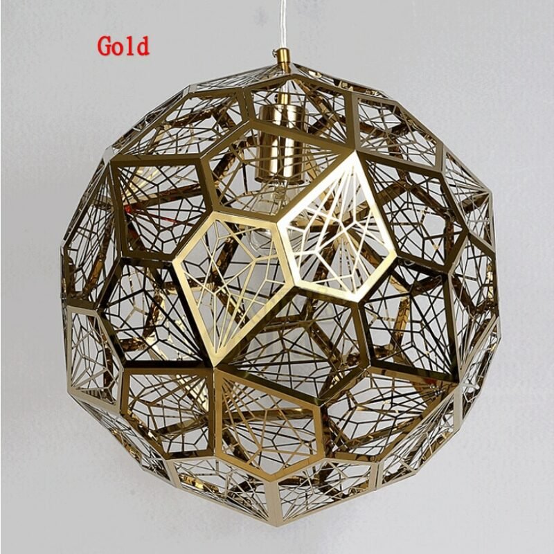 Post-Modern Polyhedral diamond pendant lights Hollow Stainless Steel Ball Pendant Lamp E27 Fixture Cafe Bar Loft Vintage Luminar 3