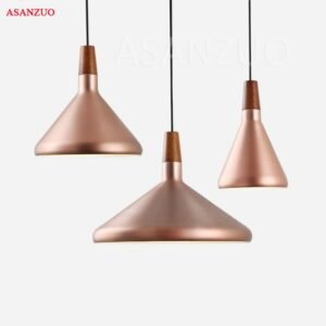 Rose Gold Nordic wooden pendant lamp  creative personality bar restaurant Hanging Lamp Metal Pendant Lamp Fixture 1