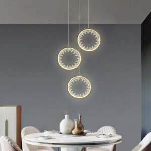 Modern LED Ring Crystal Hanging Lamp Bedroom Bedside Living Room Kitchen Dining Table Bar Decor Pendant Light 1